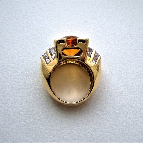 Laura Ramsey 14K Yellow Gold Yellow Imperial Topaz White Sapphire Cocktail Ring - Picture 2 of 9